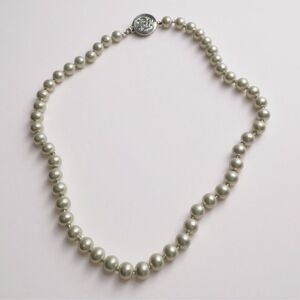 Vintage Faux Pearl Necklace with Silver Clasp – Bridal Wedding Jewelry